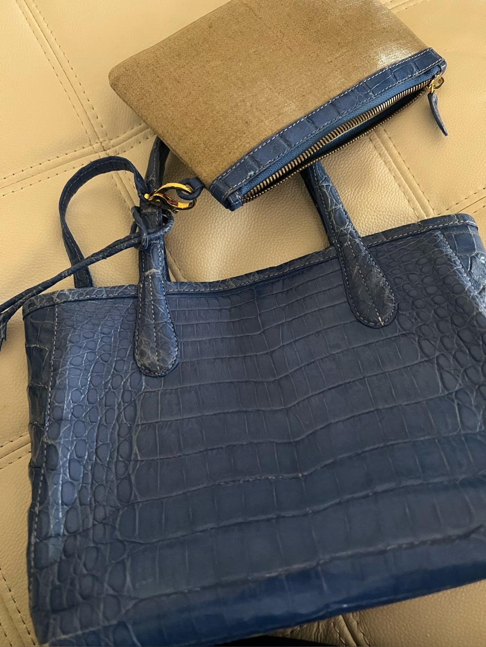 Nancy Gonzalez Blue Sapphire Crocodile Bag 2PC set Wallet Authentic - Picture 7 of 13